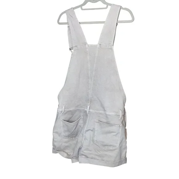 Calvin Klein Womens Overalls Vest Set Beige Size Large Cuffed Shorts Bib Y2K - Picture 4 of 15